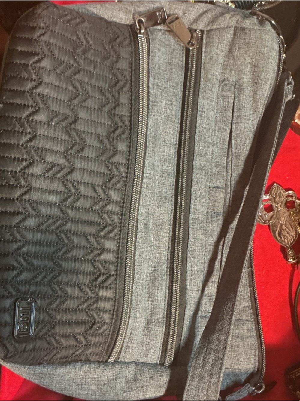 lug Gray and Black Quilted Front Messenger Bag